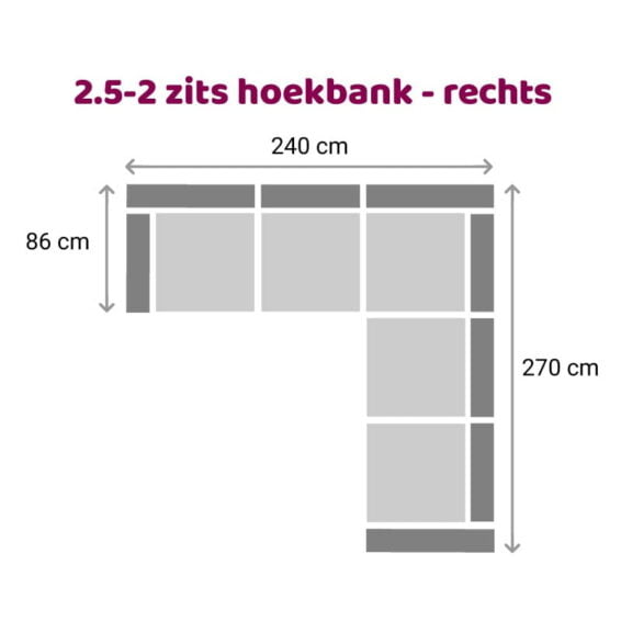 Zittz Angela Hoekbank 2-2,5 zits rechts