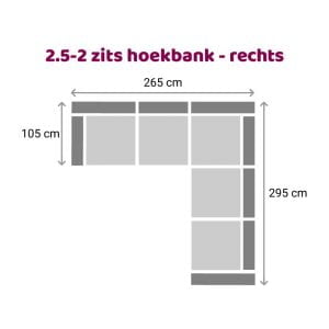 Hoekbank 2-2,5 zits - rechts
