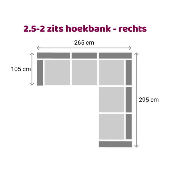 Zitzz Hamilton Hoekbank 2-2,5 zits - rechts