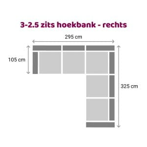 Hoekbank 2,5-3 zits - rechts