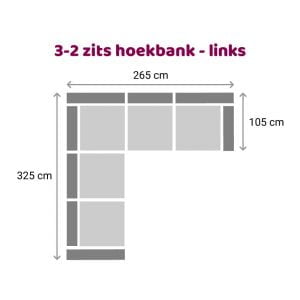 Hoekbank 3-2 zits - links