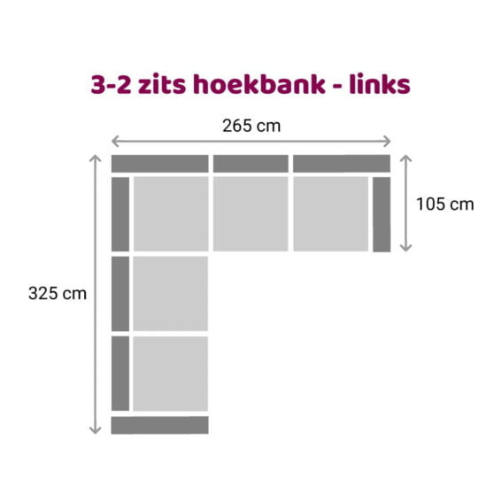 Zitzz Hamilton Hoekbank 3-2 zits - links