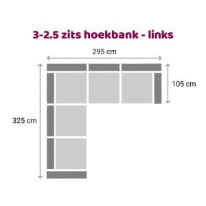 Hoekbank 3-2,5 zits - links