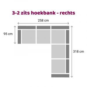Hoekbank 2-3 zits - rechts
