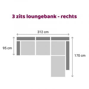 Loungebank 3 zits - rechts