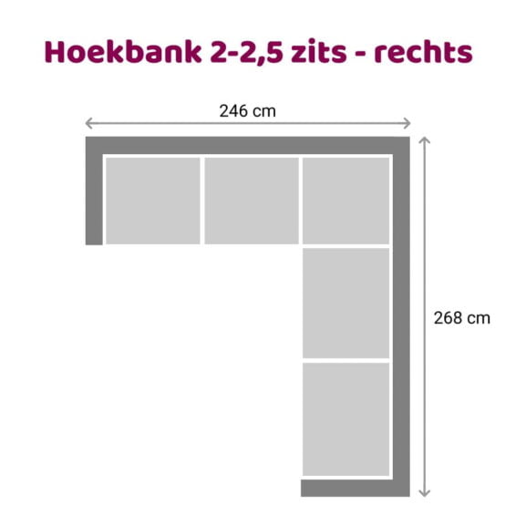 Zitzz Vettel - Hoekbank 2-2,5 zits rechts