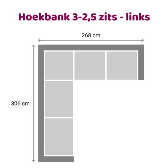 Zitzz Vettel - Hoekbank 3-2,5 zits links