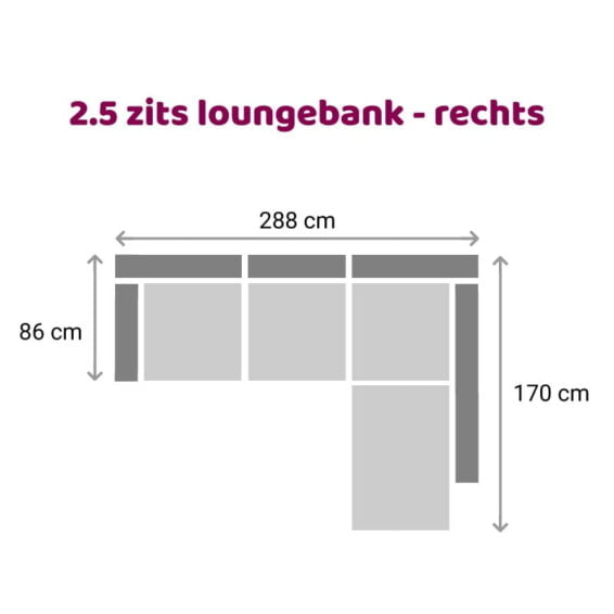 2.5 zits loungebank Carmen - Rechts